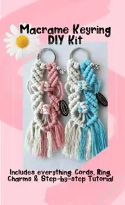 Macrame Keyring DIY Kit with Cords Charms Ring Step-by-step Tutorial NEW Easy