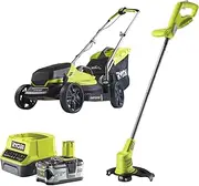 Ryobi 18V ONE+ Cordless Lawnmower and Grass Trimmer Kit (1 x 4.0Ah)