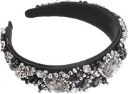 [TOYZFRIENDY] 1pc Shiny Rhinestone Hairband for Girls Retro Wide Headband Sparkling Bejewelled Design Hair Accessory for Parties Weddings and Evening Outfits