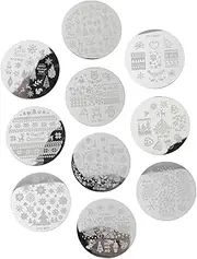 FRCOLOR Nail Stamping Plates Set Christmas Nail Art Templates 10 Sheets DIY Manicure