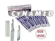 Disposable Scalpel Blades No.15C With Plastic Handle ( Box of 10 ) Sterile