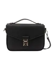 [Mocha] Teagan Leather Crossbody Bag in Black