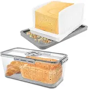 Bread Box & Bread Slicer Time Recording Bread Storage Container with Lid Airtight Bread Storage Container Bread Slicer for Homemade Bread Bread Bin for Homemade Bread Bagel Toast