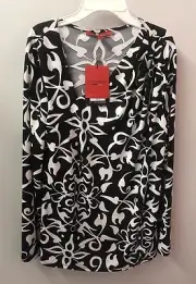 Narciso Rodriguez L XL Black & White Knit Top V Neck NWT $48.00 Tunic
