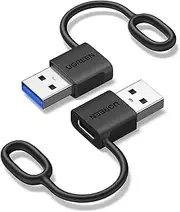UGREEN 10Gbps USB to USB C Adapter with Hanging Loop, 2 Pack Type A Male to C Female Adaptor Fast Charge and Sync Converter Compatible with iPhone 16/15/14, Galaxy S25, MacBook Air, iPad Pro(Black)