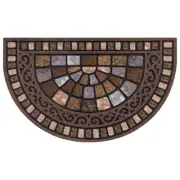 Entryway Door Floor Mat Half Round Outdoor Brown Rubber Backing Water Resistant