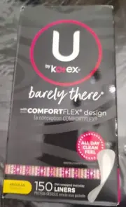 U BY KOTEX BARELY THERE LINERS REGULAR COMFORT FLEX DESIGN 150 PANTILINERS New