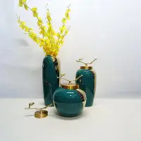 在飛比找Yahoo奇摩拍賣-7-11運費0元優惠優惠-景德鎮陶瓷簡輕奢綠色家居裝飾品干花仿真花水養陶瓷花瓶玄關擺件
