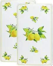 Reston Lloyd Decorative Lightweight Tin Rectangular Stovetop/Burner Cover Set, Fresh Lemons & Honey Bees, 11.25 x 19.75