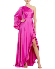 Mac Duggal Asymmetrical Ruffle Hem A-Line Dress