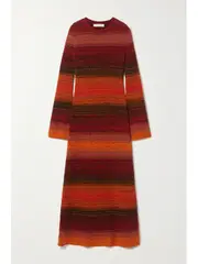 [Chloé] Chloé - Striped Ribbed Cashmere Maxi Dress - Red - x small x small Red