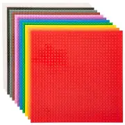 12 Piece Classic Baseplates, For Building Bricks, Rainbow, 10x10 Inches