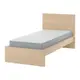 IKEA 床框附床墊, 實木貼皮, 染白橡木/vesteröy 高硬