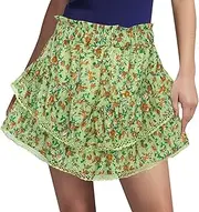 [Generic] Women's Flowy Shorts Casual Boho Print Ruffle Mini Skirts Pleated High Waist Cute Butterfly Skorts Summer Trendy