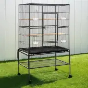 Large Black Bird Cage 160cm Parrot Aviary Stand-Alone with Wheels Easy Mov 60-BK