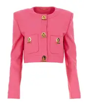 Moschino T-Bar Fastened Cropped Jacket IT40 Pink