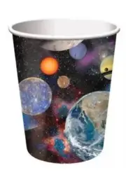 Space Blast 9 oz Hot/Cold Paper Cups 8 Pack Outer Space Science Party Tableware