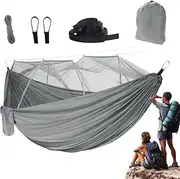Hammock with Net, Durable Camping Hammock Net Portable, Compact Breathable Lightweight Waterproof Camping Accessories for Backyard Outside Travel Survival Outdoor Hiking Backpacking