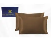 Two Pieces 100% Pure Two-Side Mulberry Silk Pillowcase Chocolate