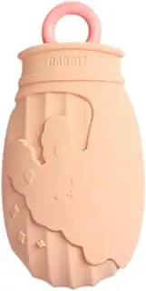 TENOL Silicone Hot Water Bottle with Cover Feet Warmer Small Cartoon Cute for Kids Women Microwave Heating Great Gift Hand Warmer, Pink