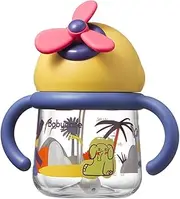 Bc Babycare Sippy Cup for Toddler, No Spill Windmill Toddler Straw Cups, Breakproof Tritan Toddler Sippy Cups with Silicone Soft Tip Straw and Handles for Infant, BPA Free 250ml (Yellow)