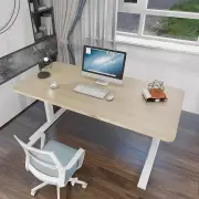 120cm Standing Desk Height Adjustable Sit White Stand Motorised Dual Motors Frame Birch Top