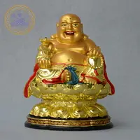 在飛比找樂天市場購物網優惠-樹脂鍍金彌勒佛佛教擺件彌勒菩薩佛像工藝品擺件佛堂供佛鎮宅神像