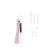 Portable Rechargeable Water Dental Flosser for Teeth Cleaning with 4 Tips-Pink
