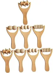 SECFOU 8pcs Wooden Massage Roller Natural Wood Back Ergonomic Foot and Roller for Neck Leg Arm Relaxation Durable Massage Tools for and Use