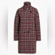 Love Moschino Double Breasted Wool Blend Coat in Check Tweed NWT Size 40