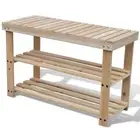 1/2x Solid Wood 2-in-1 Shoe Rack with Bench Top Organiser Furniture vidaXL
