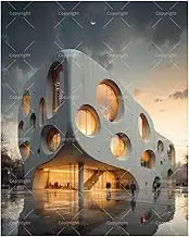TAOPAOLAB Futuristic Architecture Paint by Numbers Kit for Adults - DIY Abstract Modern Building at Dusk Painting on Canvas 16x20In, Acrylic Paint Set for Beginners, Art for Home Decoration or Gifts