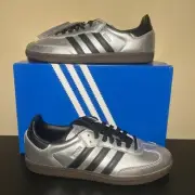 Adidas Womens Samba Originals Silver Metallic Black Gum |JI4218| Size 10.5W/9.5M