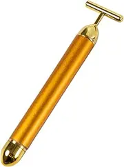SUNNIE 24k Gold Facial Roller - Vibrating Face Massage Tool for Wrinkle Reduction and Lifting - T-Shape Beauty Bar for Skin Care