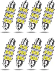 Pack-8 41mm Car LED Bulbs, 6000K Pure White Interior Dome Lights, 9SMD 5630 Chipsets Door Courtesy Bulbs for Most Cars, SUVs, Trucks