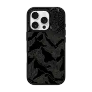 iPhone 16 Pro Impact Ring Stand Case MagSafe Compatible AIM HIGH 2, MOUNTAINS B&W MINIMALIST NATURE ILLUSTRATION