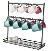 Coffee Mug Holder for Countertop, 14-Hook Mug Tree Rack for 14 Cups, 2 A-Black