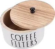 Zerodeko Farmhouse Coffee Filter Holder with Lid Wooden Coffee Filter Storage Box Rustic Dispenser Countertop Versatile Utility and Sugar
