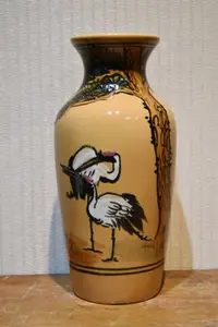 在飛比找Yahoo!奇摩拍賣優惠-【大和139】早期手繪花瓶 松鶴迎年[鶯歌窯 中華陶瓷 金門