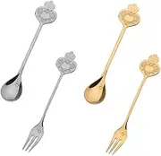 HOLIDYOYO 2 Sets Crown Decor Stainless Steel Dessert Long Handle Tableware for Cake and Mixing Elegant and Dining Utensils