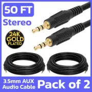 2 Pack 3.5mm Cable 50 Feet AUX M to M Stereo Audio Cord TSR PC TV MP3 Speakers