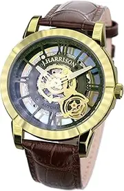 J.HARRISON(ジョン・ハリソン) J Harrison JH-041GB Men's Wristwatch, Brown, Dial color - black, Double Sided Skeleton Automatic & Hand Wind Wristwatch with Tourbillon Type
