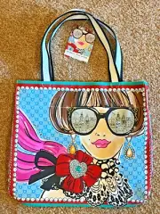 NWT BRIGHTON SPARKLE SHINE TOTE BAG LOVE Large Canvas Tom Clancy Artwork Glam