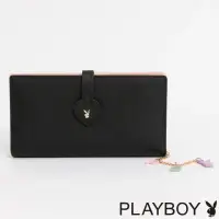 在飛比找momo購物網優惠-【PLAYBOY】壓扣長夾 Black& Pink系列(黑色