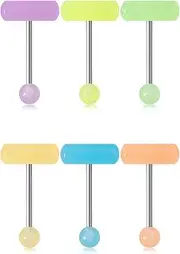 [POYAMUSE] Glow in the Dark Tongue Rings – 14G UV Acrylic Ball Barbell Piercing Jewelry for Women Beach Jewelry
