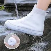 JEVRKAPZ Waterproof Shoe Covers No-Slip Thickened Shoe Protectors Reusable Foldable Shoes Cover for Rain Outdoor Overshoes Protectors Boots Shoes Covers Overshoe for Men Women Kid (S, Clear)