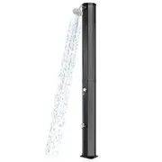 Costway 60L 227CM Outdoor Solar-Heated Shower w/Head/Foot Shower Tap Spa Poolside Black