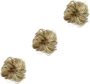 Healeved 3pcs Wig Bun Hair Bun Extension Clip Curly Human Hair Wig Synthetic Chignon Hairpiece Curly Hair Extension Curly Wig Hair Extension Bun Messy Bun Hairpiece Bun Hairpiece Wavy