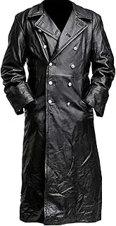 [Spazeup] German Classic Officer ww2 Military Uniform Black Leather Trench Coat officer genuine leather black trench coat