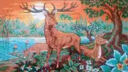 Needlepoint tapestry painted canvas A985 - Deers. (32"x52") GobelinL
